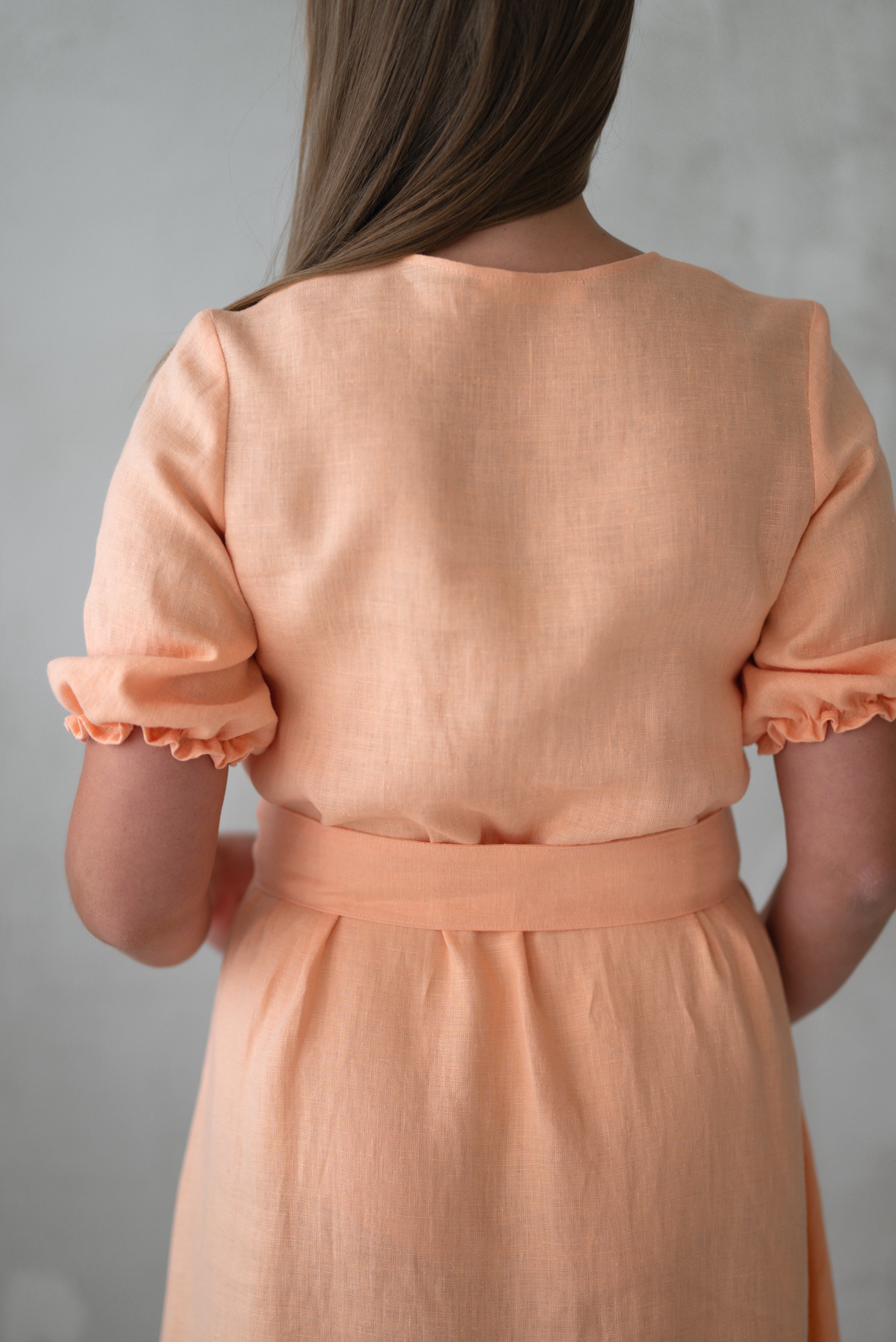 Linen dress CW023 in PEACH COLOUR (3583)